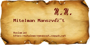 Mitelman Manszvét névjegykártya